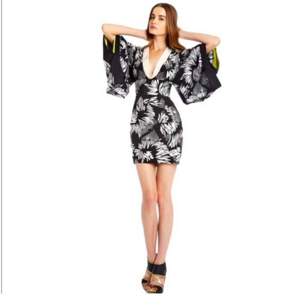 BCBGMaxAzria Black and White Floral Dress